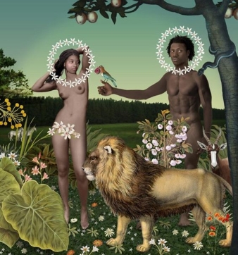 Nationally Painted Adam and Eve